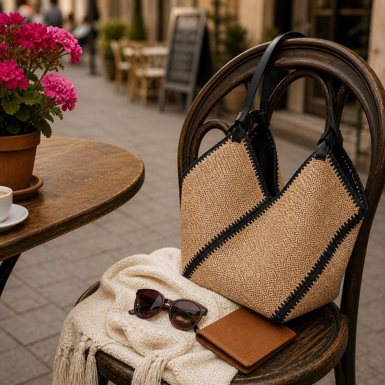 Large Straw Woven Tote Bag - Image 4