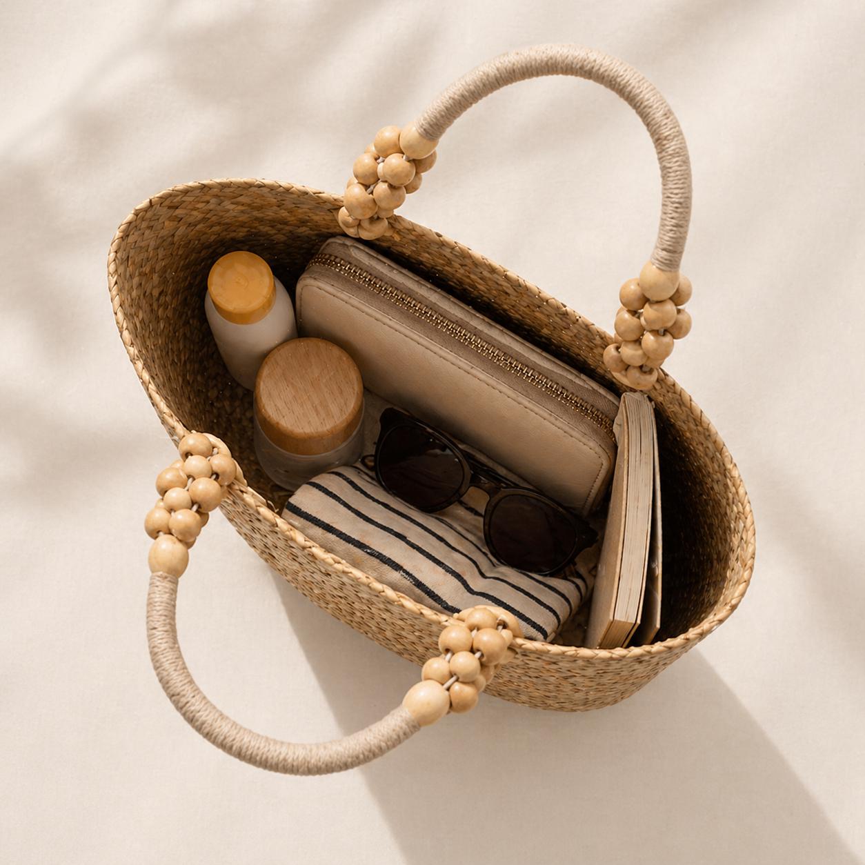 Natural Straw Woven Tote Bag - Image 4