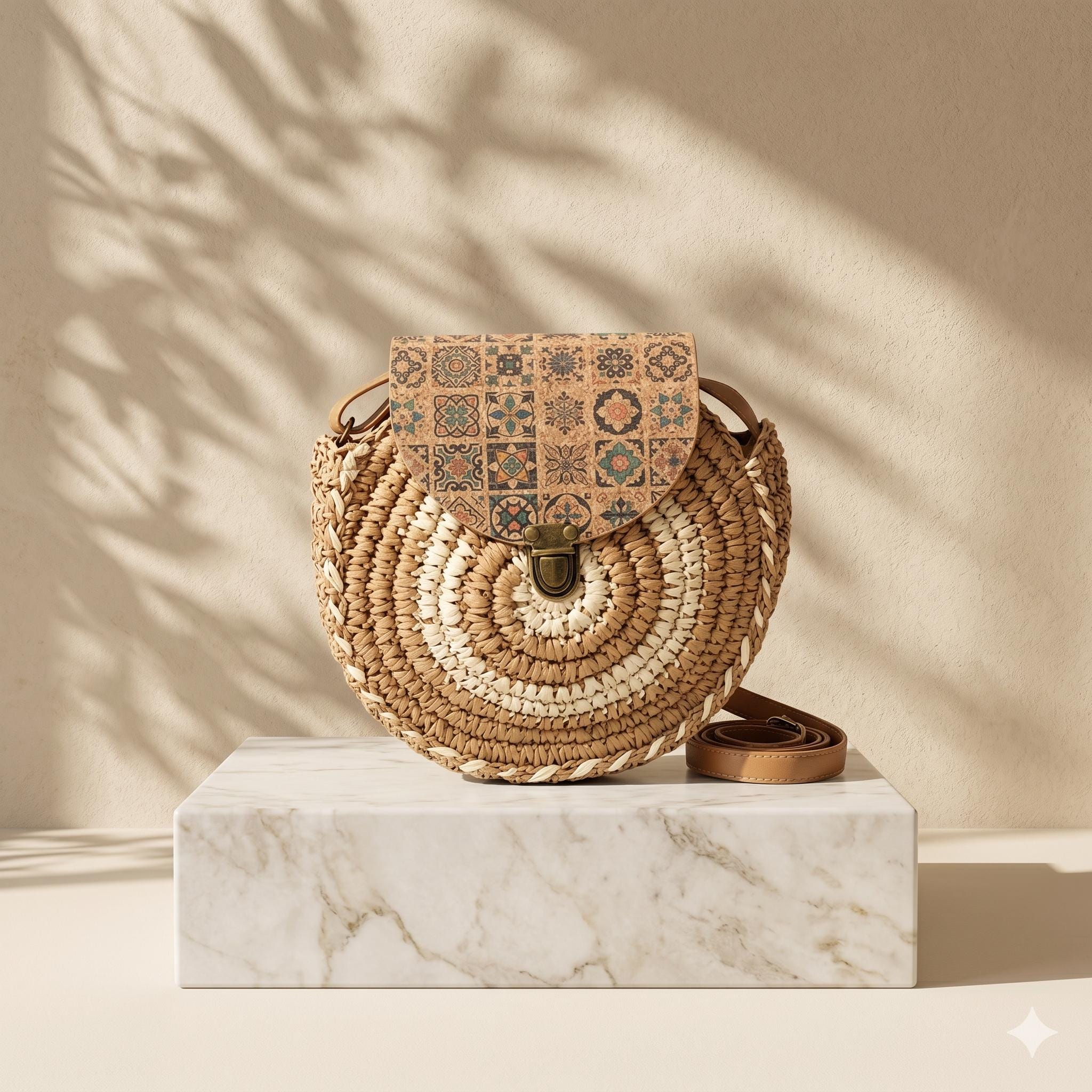 Round Straw Crossbody Bag