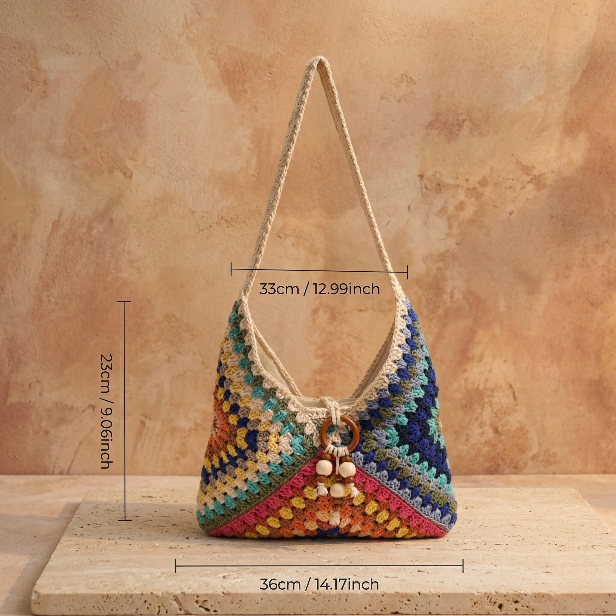 Colorful Granny Square Crochet Shoulder Bag - Image 2