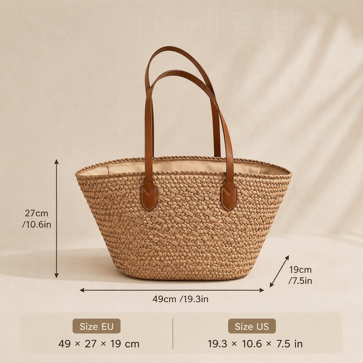 Large Straw Woven Tote Bag - Image 3