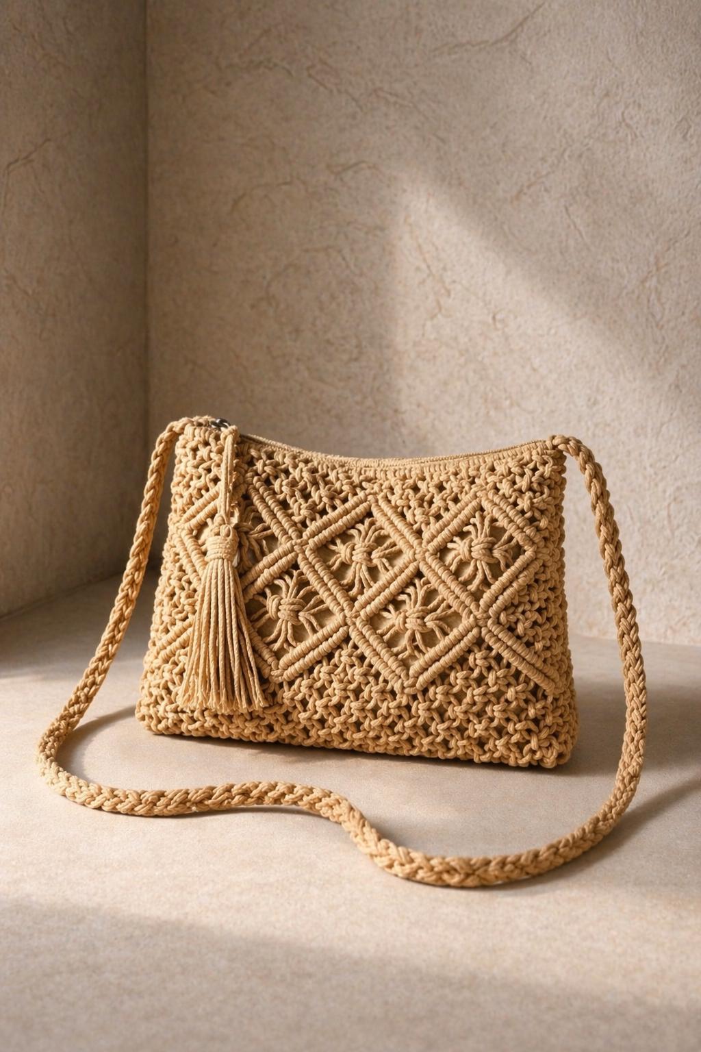 Macrame Woven Crossbody Bag