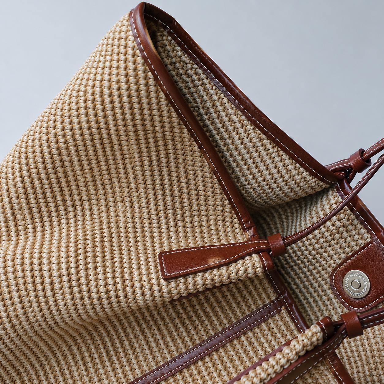 Natural Straw Woven Tote Bag - Image 3