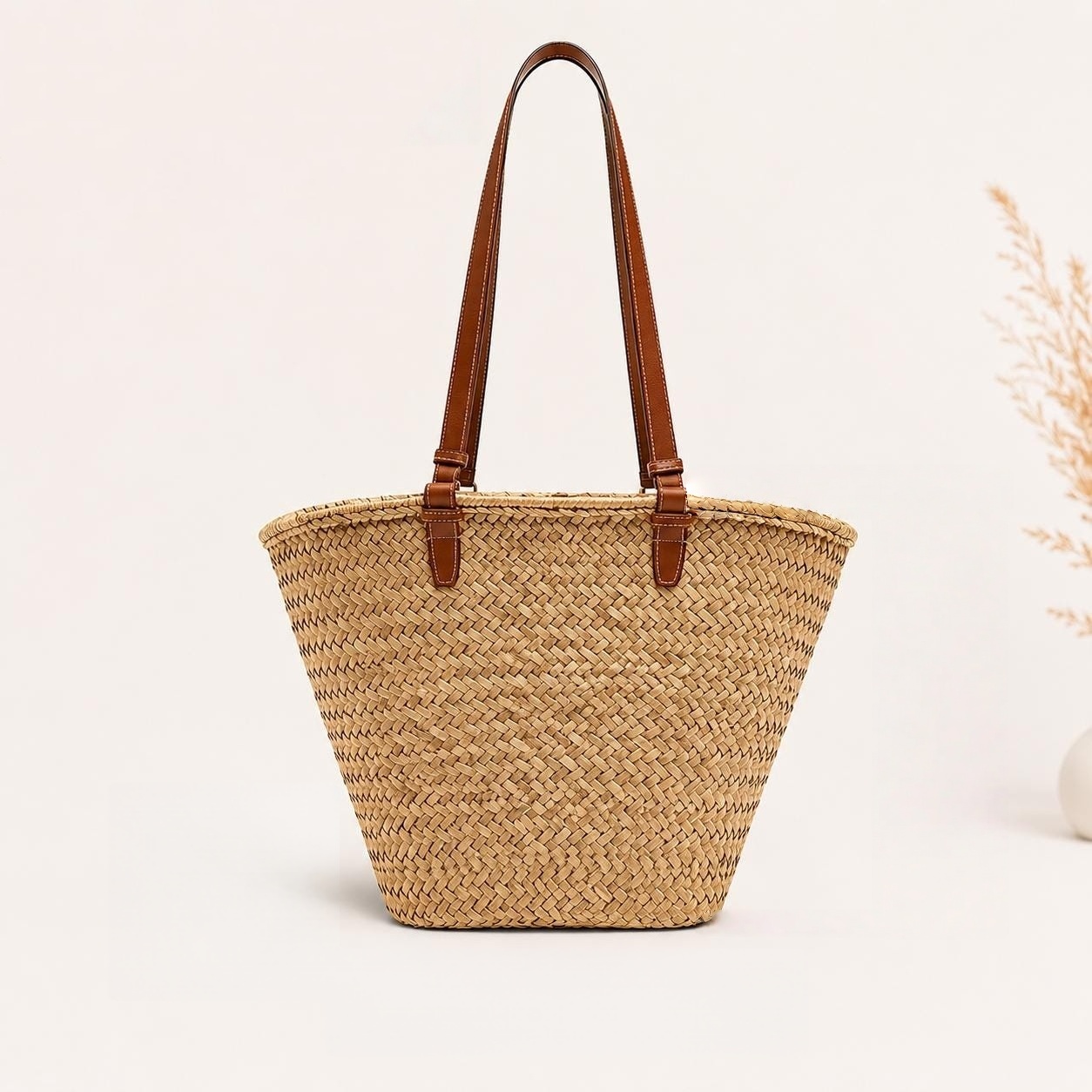 Natural Straw Woven Tote Bag