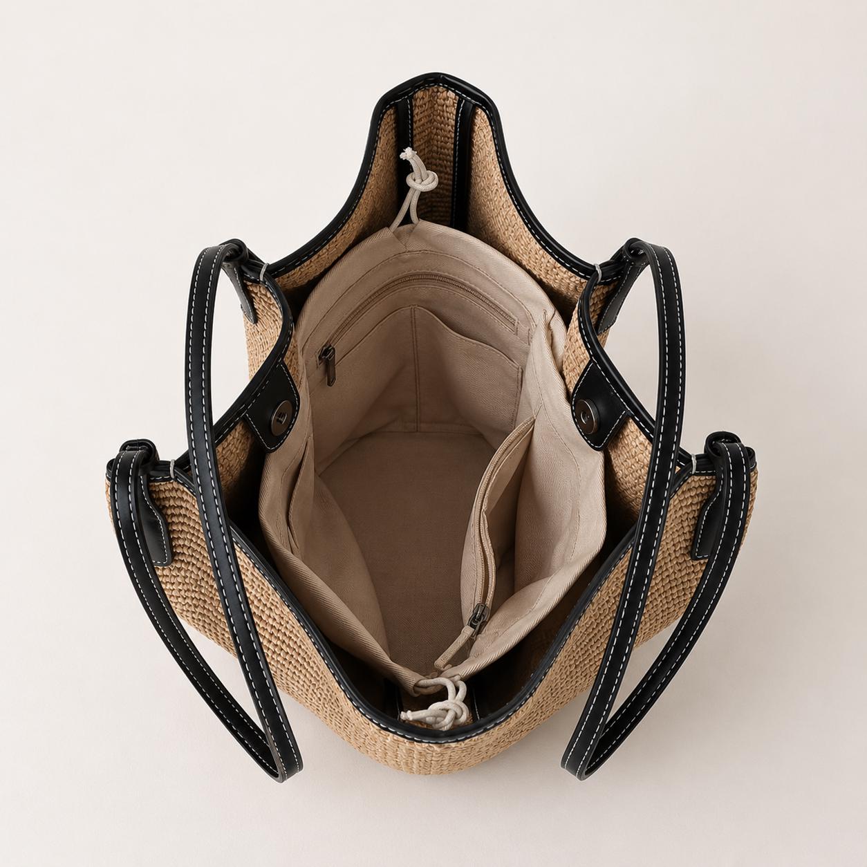 Natural Straw Woven Tote Bag - Image 6