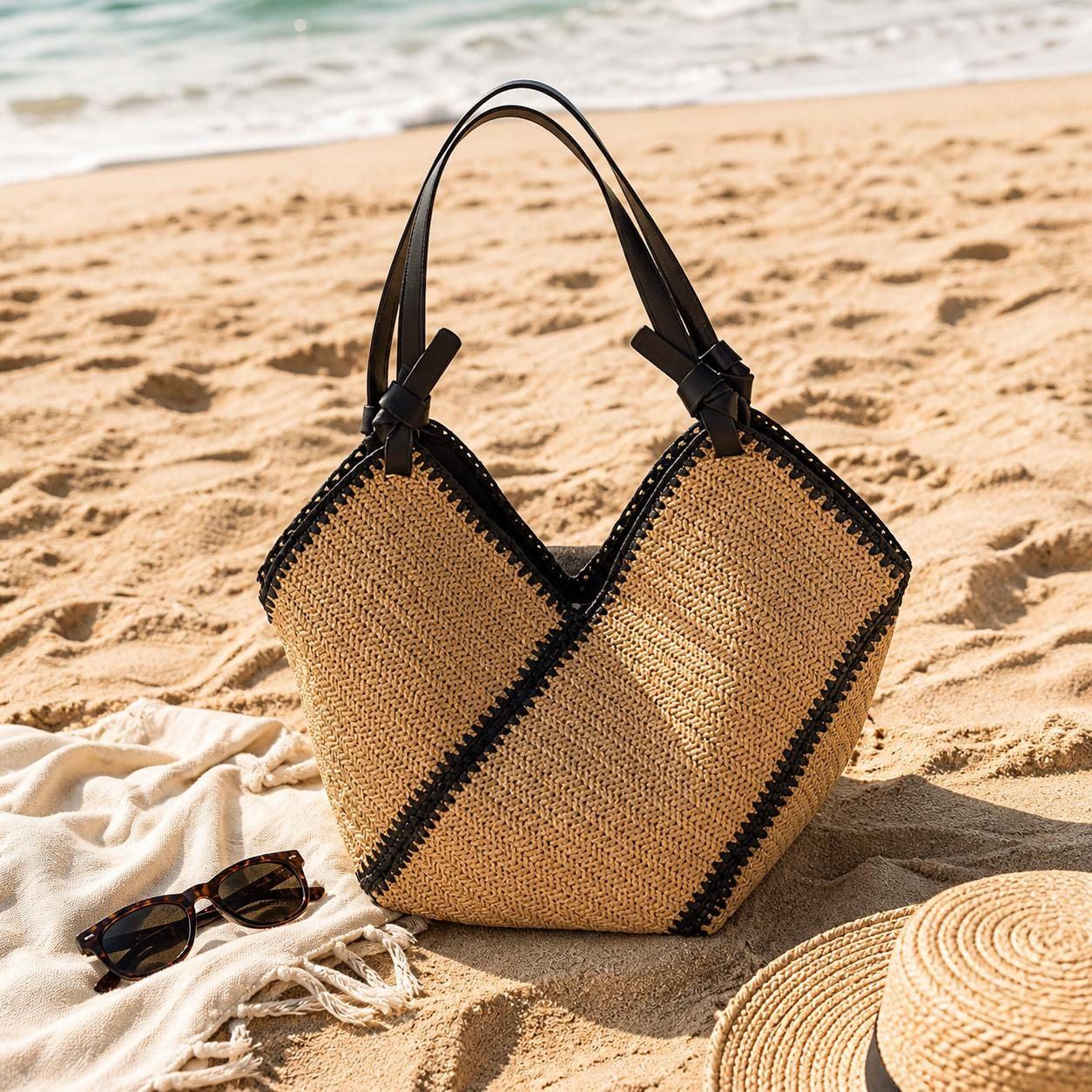 Large Straw Woven Tote Bag