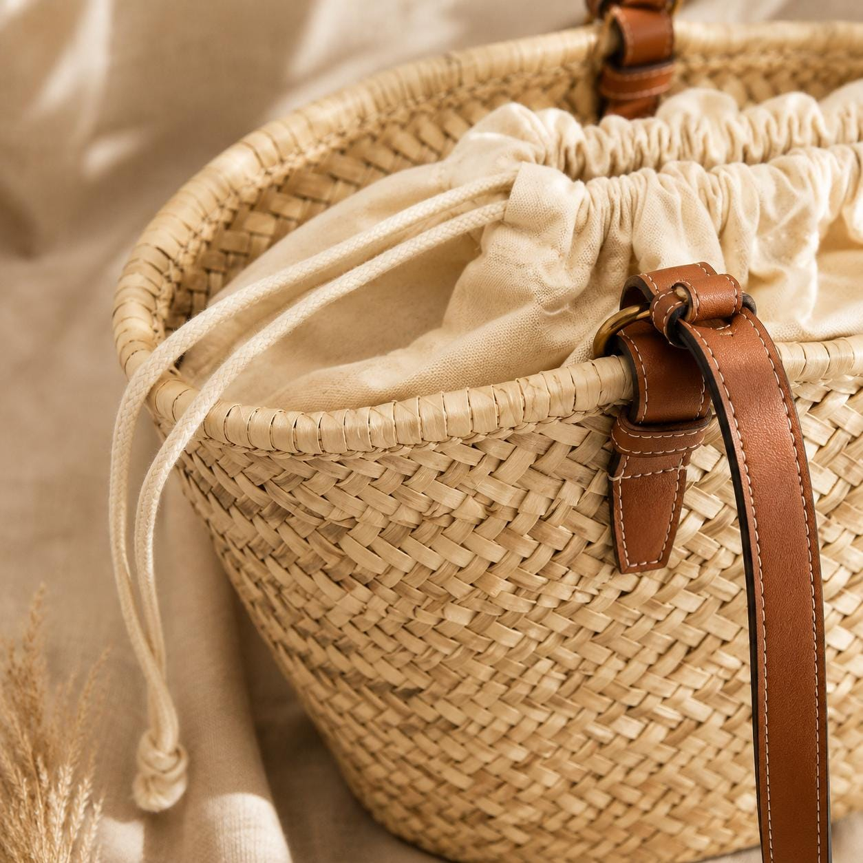 Natural Straw Woven Tote Bag - Image 5