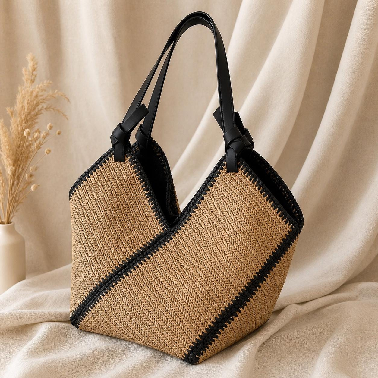 Large Straw Woven Tote Bag - Image 5