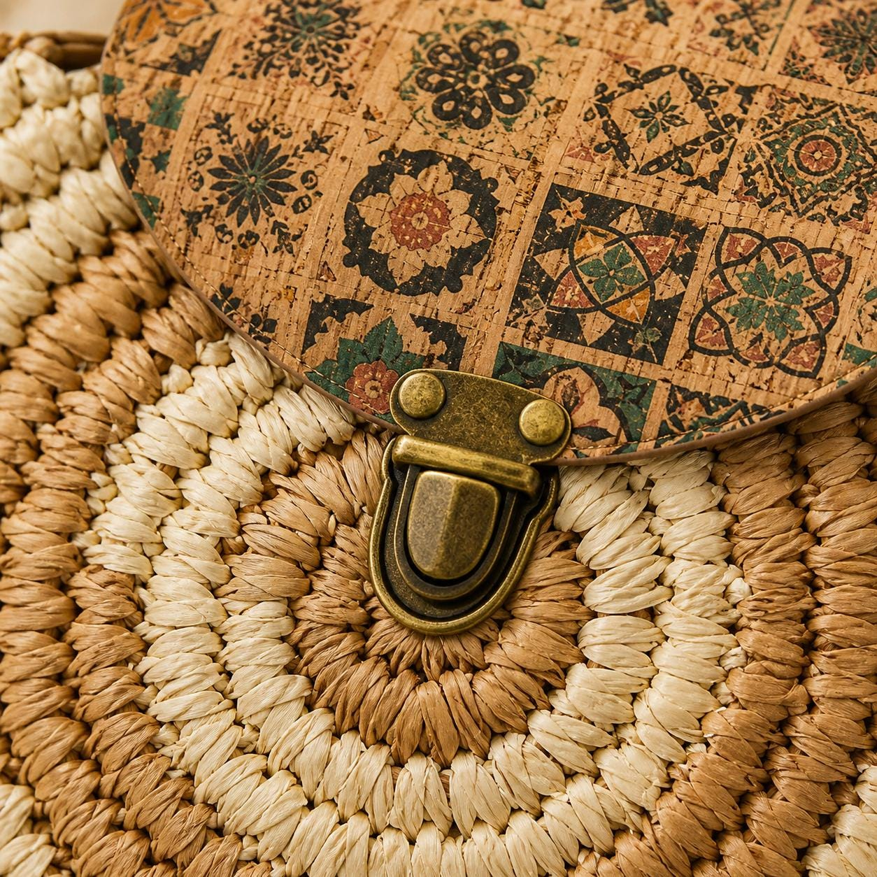 Round Straw Crossbody Bag - Image 4