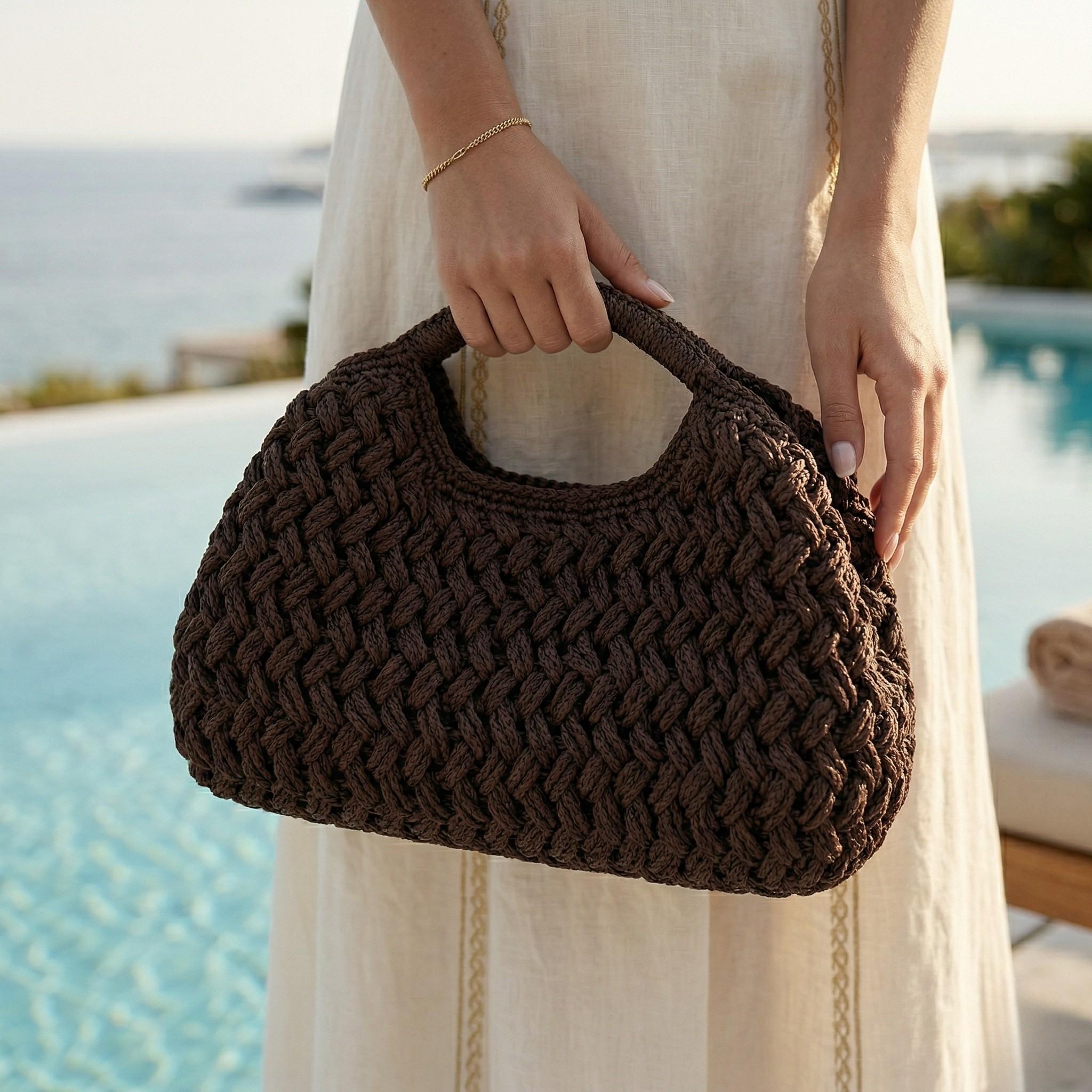 Natural Raffia Woven Top Handle Bag - Image 2