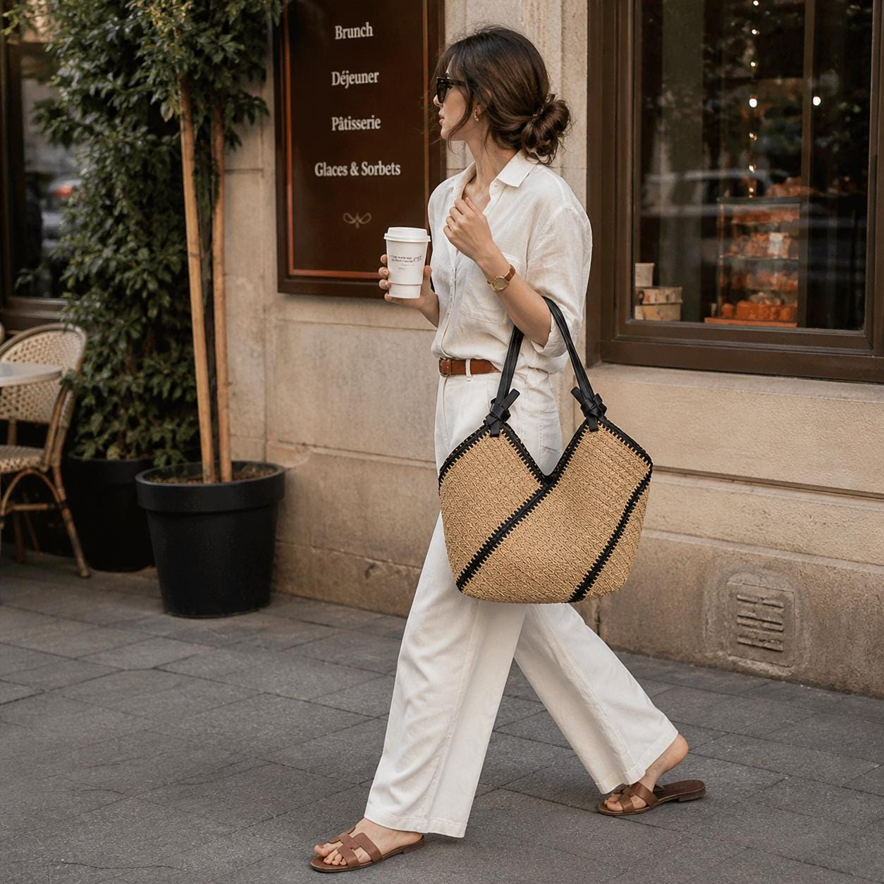 Large Straw Woven Tote Bag - Image 2