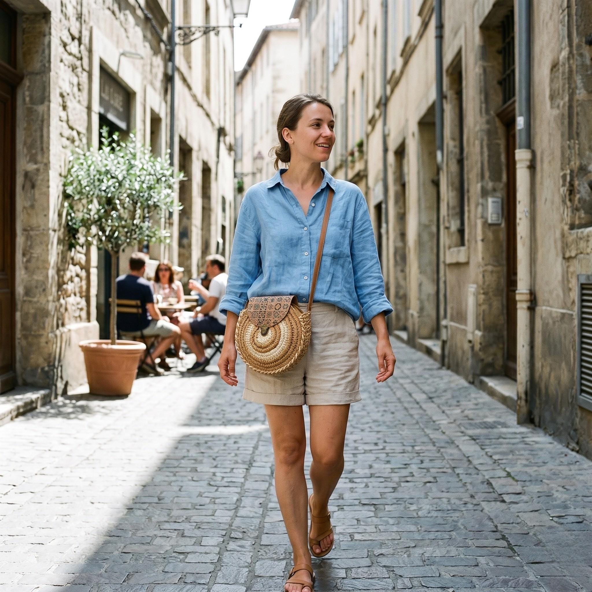 Round Straw Crossbody Bag - Image 6