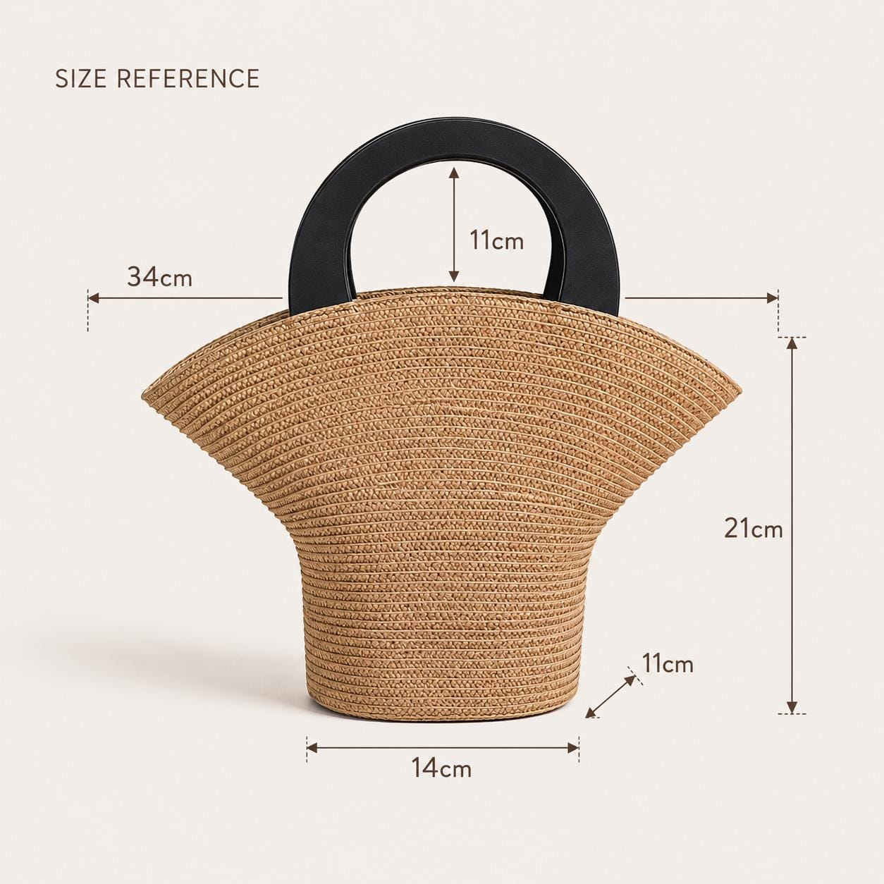 Natural Fan Shape Straw Handbag - Image 5