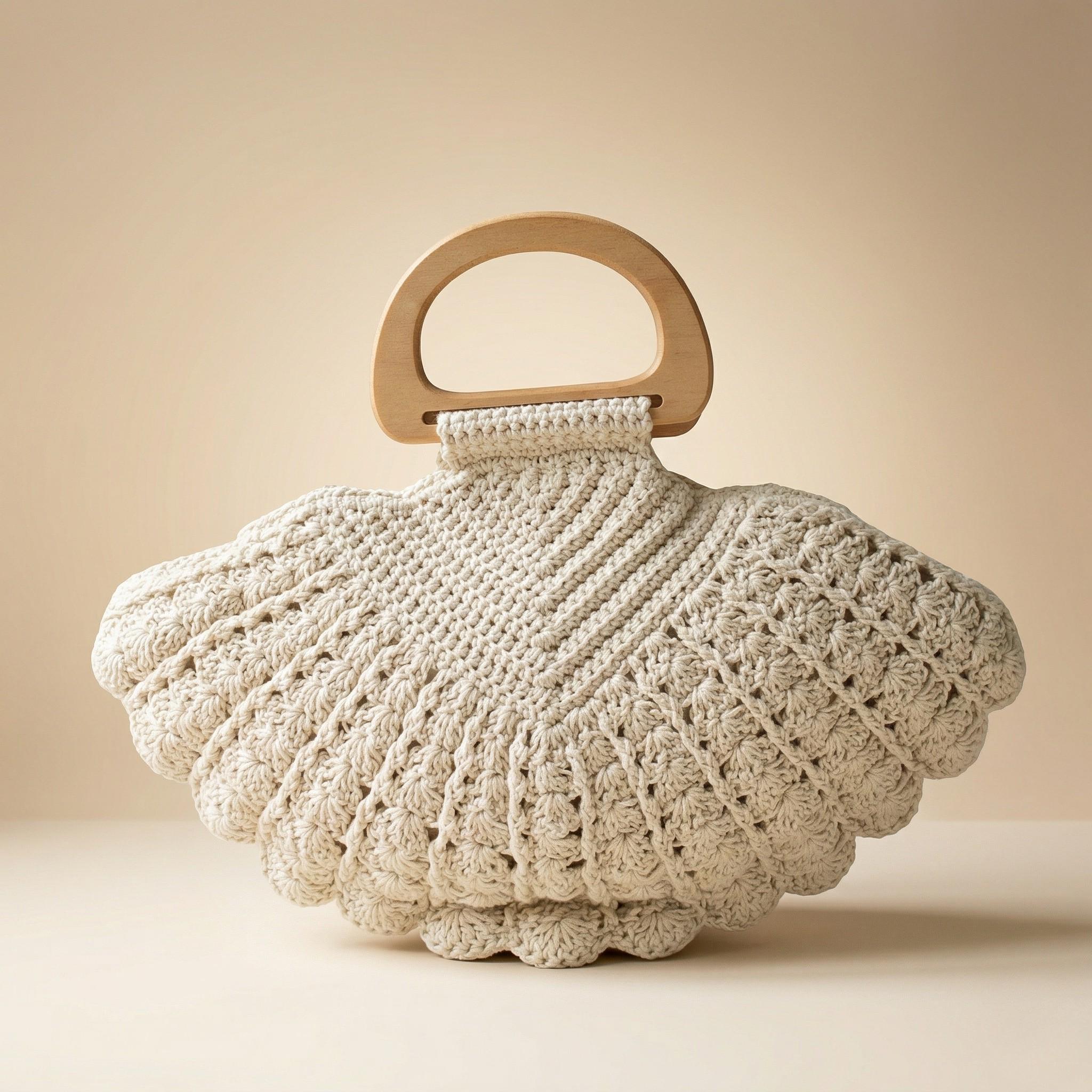 Mustard Seashell Crochet Handbag - Image 2