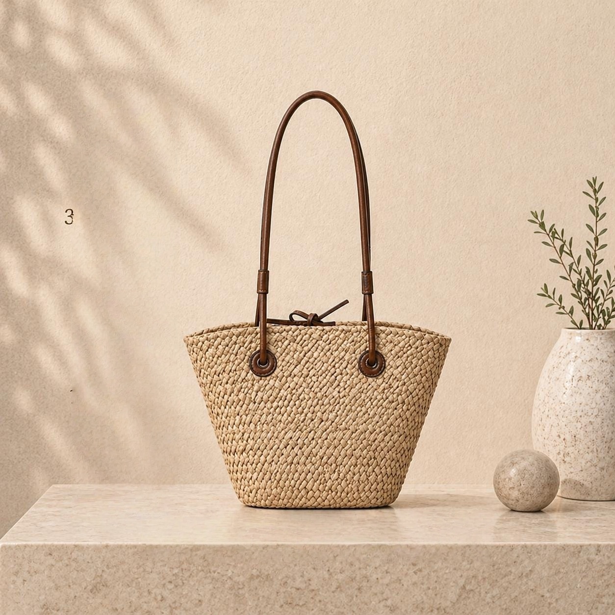 Natural Straw Woven Tote Bag