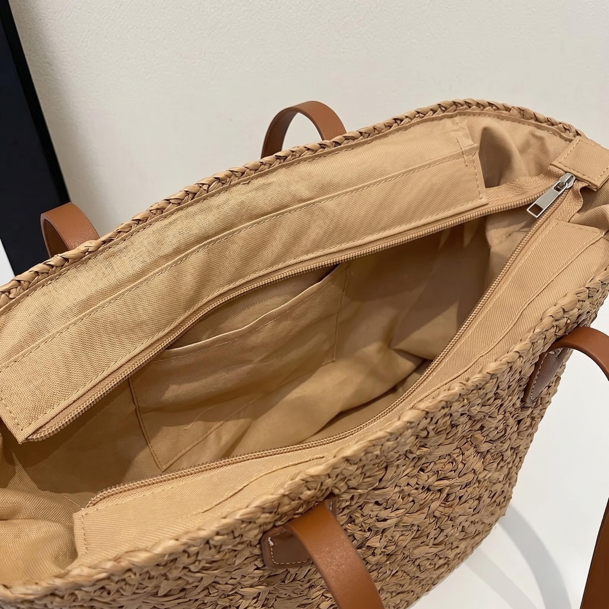 Large Straw Woven Tote Bag - Image 4