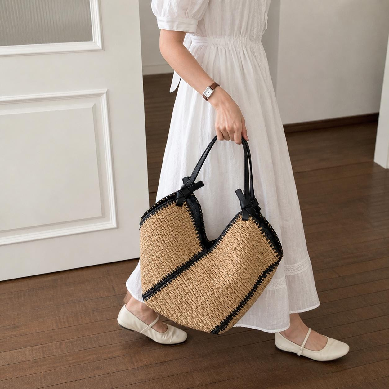 Large Straw Woven Tote Bag - Image 3