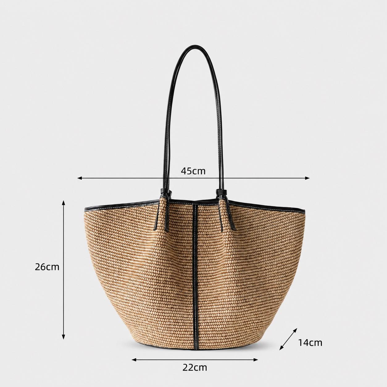 Natural Straw Woven Tote Bag - Image 5