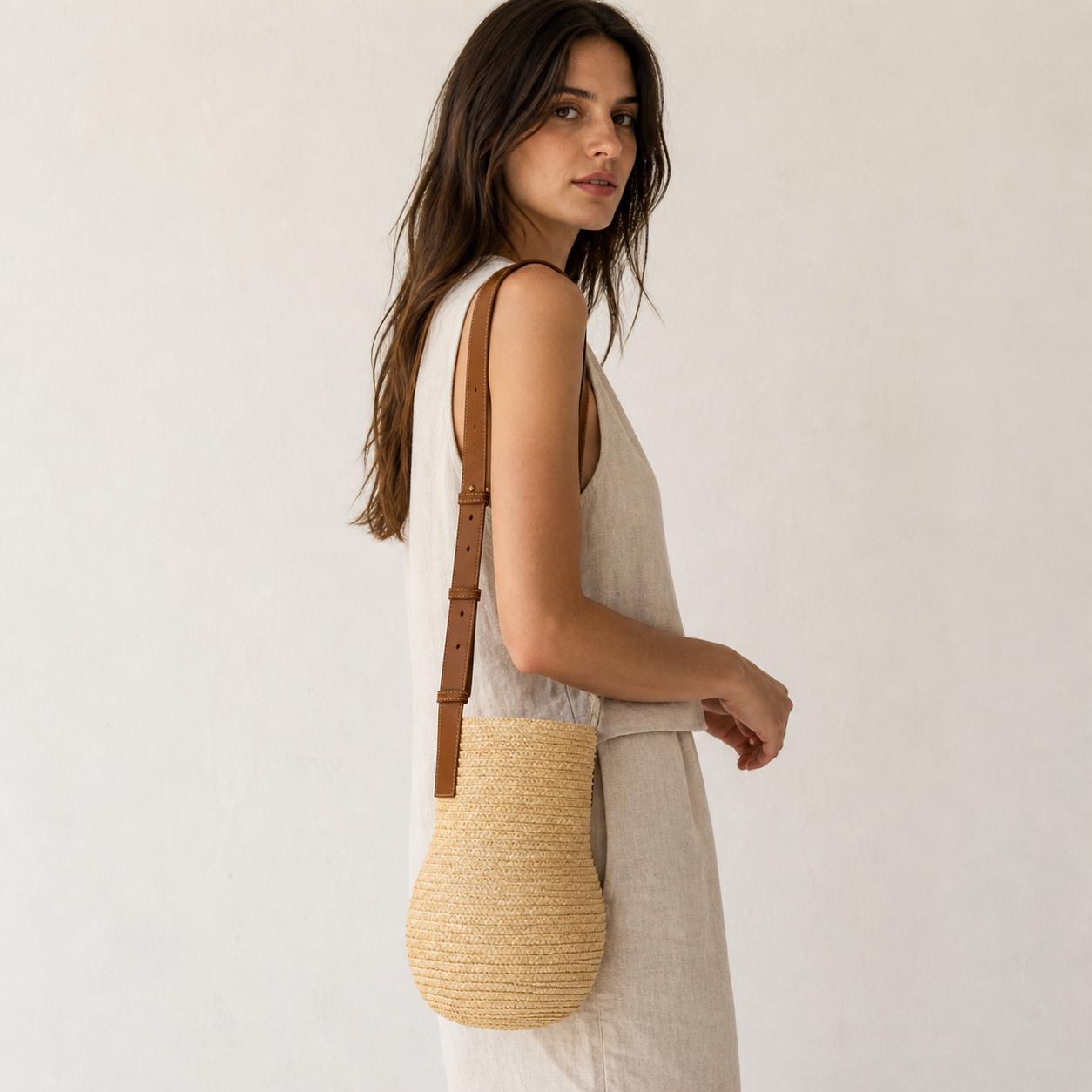Mini Raffia Bucket Bag - Image 5